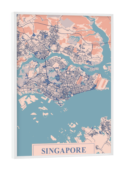 Poster mit weißem Rahmen "Singapur Stadtplan" artboxONE - Städte / Singapur,Kartografie