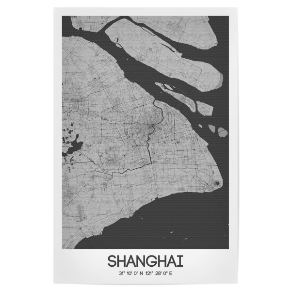 Poster 30x20 cm "Shanghai Map Wandbild" artboxONE - Städte / Shanghai,Kartografie
