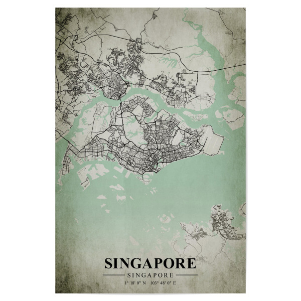 Poster "Singapur Vintage CityMap" artboxONE - Städte / Singapur,Kartografie