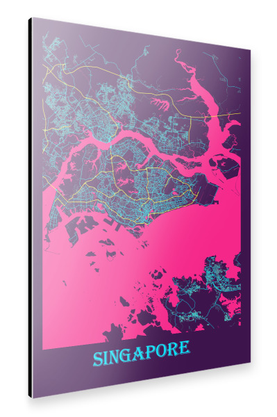 Alu-Dibond "City Singapur Map" 30x20 cm artboxONE