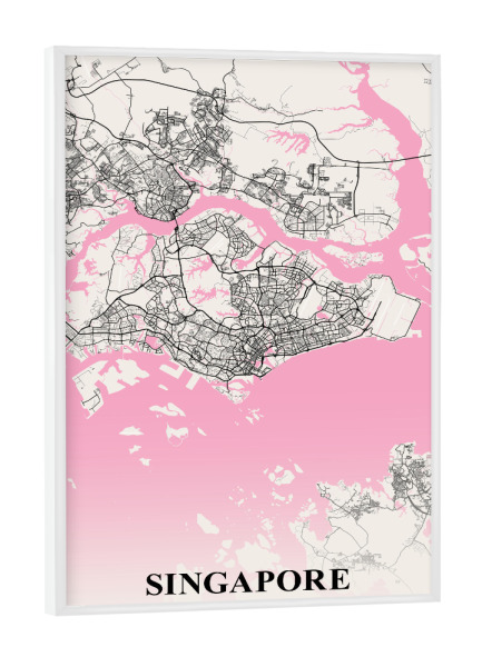 Poster mit weißem Rahmen "City Map Singapur" artboxONE - Städte / Singapur,Kartografie