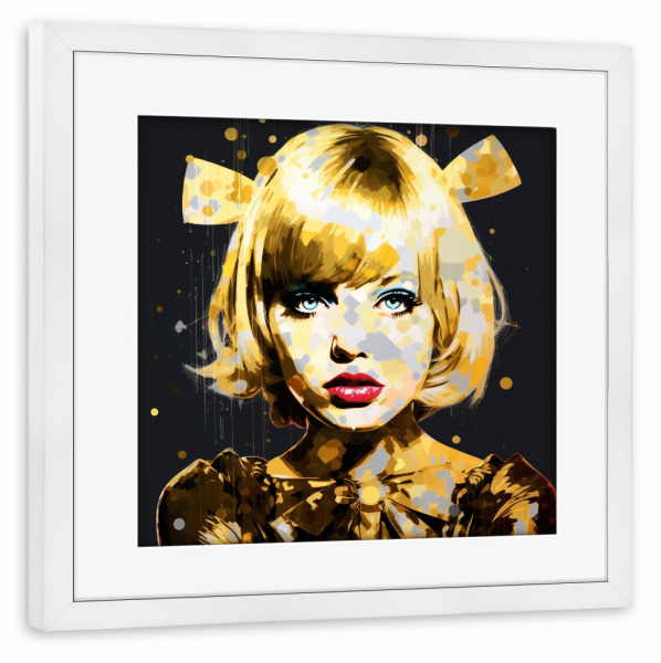 Poster mit Rahmen weiß "GOLD MARIE" artboxONE - Menschen,Fashion,Streetart - Gold,Mode,Frau,Popart,Kunst