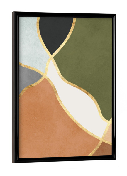 Poster mit schwarzem Rahmen "Boho mit goldenen Linien D" artboxONE - Abstrakt,Geometrie