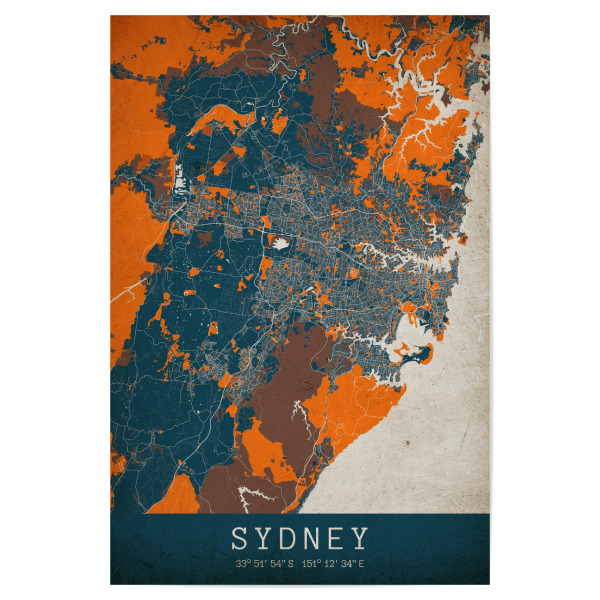 Poster "Sydney Vintage Map" artboxONE - Städte / Sydney,Kartografie