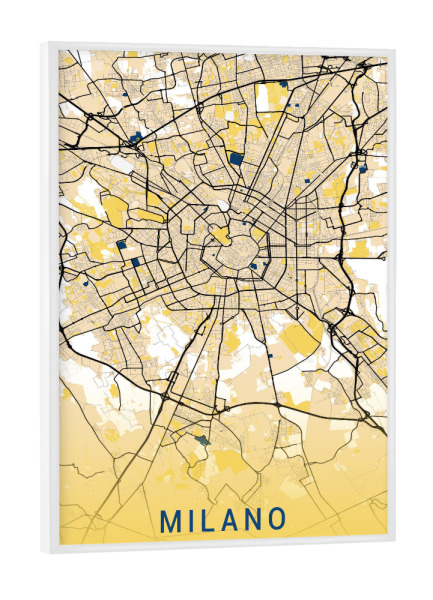 Poster mit weißem Rahmen "Milan City Karte" artboxONE - Städte / Mailand,Kartografie