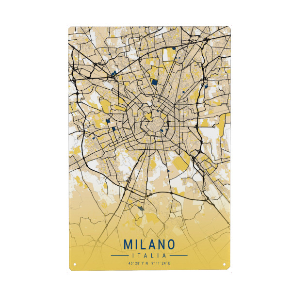 Metall Poster "Milan City Karte" artboxONE - Städte / Mailand,Kartografie