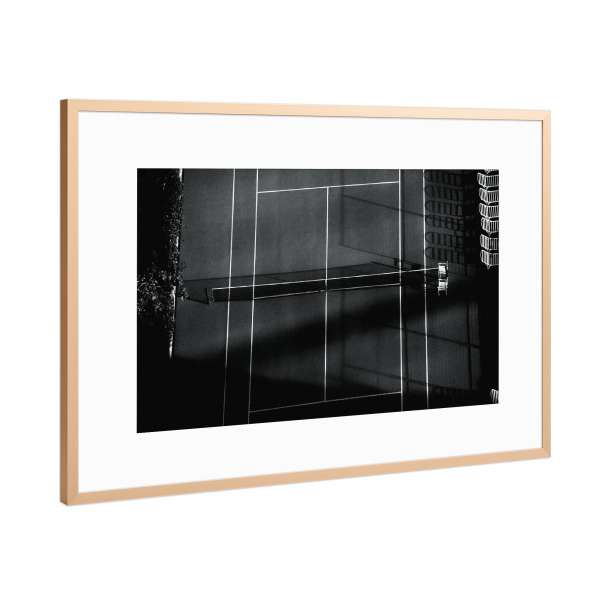 Poster mit Rahmen Kupfer "Retro Tenniscourt" artboxONE - Schwarzweiß,Architektur,Sport