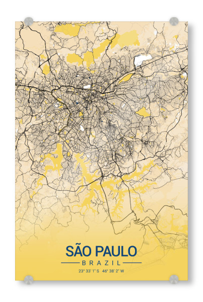 Acrylglasbild "Stadtplan von São Paulo" artboxONE - Städte / Weitere,Kartografie