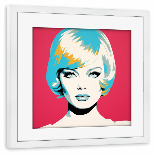 Poster mit Rahmen weiß "Verfinsterter Ruhm" artboxONE - Abstrakt,Fashion,Für Mama - Porträt,Kunst,Frau,Gesicht,Popart,Poptonicart