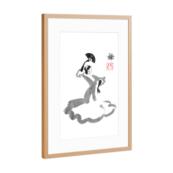 Poster mit Rahmen Kupfer "Spanischer Tänzer" artboxONE - Reise,Schwarzweiß - Spanisch,Tänzerin,Sumie,Japan,Kanji