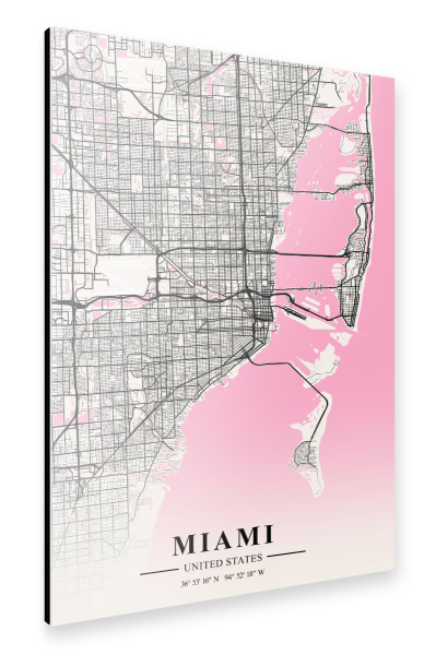 Alu-Dibond "Stadt Miami Plan" 30x20 cm artboxONE