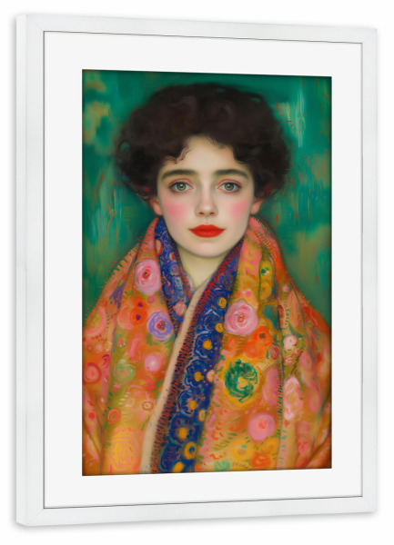 Poster mit Rahmen weiß "Portrait Lieser" artboxONE - Floral,Abstrakt,Menschen