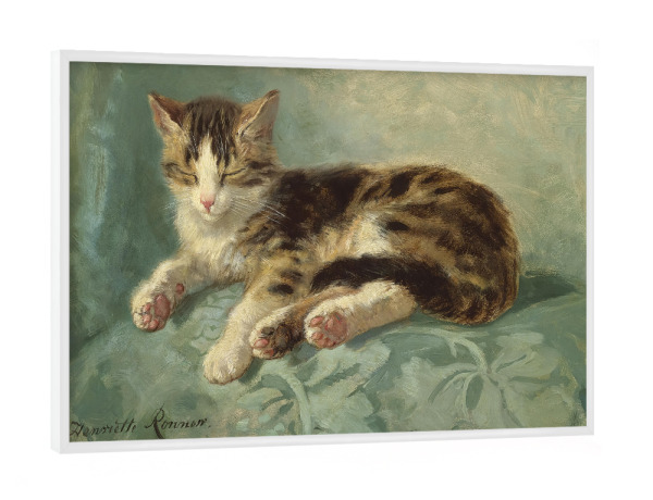 Poster mit weißem Rahmen "Katzenschläfchen" artboxONE - Für Kinder,Tiere,Liebe,Für Mama,Für Papa