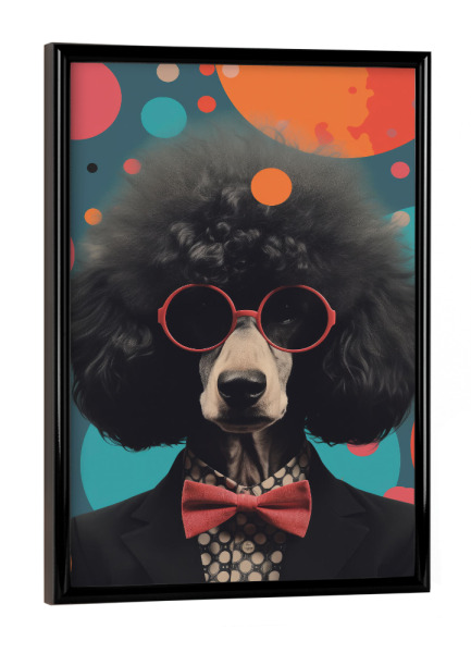 Poster mit schwarzem Rahmen "Funkiger Pudel" artboxONE - Tiere,Comic,Abstrakt