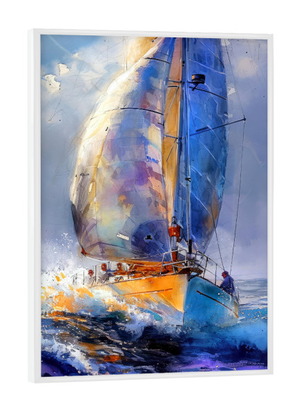 Poster mit weißem Rahmen "Yacht-Rennboote G" artboxONE - Sport,Sport / Sommerspiele - Yacht,Rennen,Boote,Sport,Aquarell,Malerei