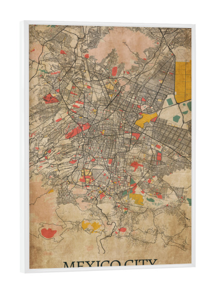 Poster mit weißem Rahmen "Mexico City als Retro Map" artboxONE - Städte / Weitere,Kartografie