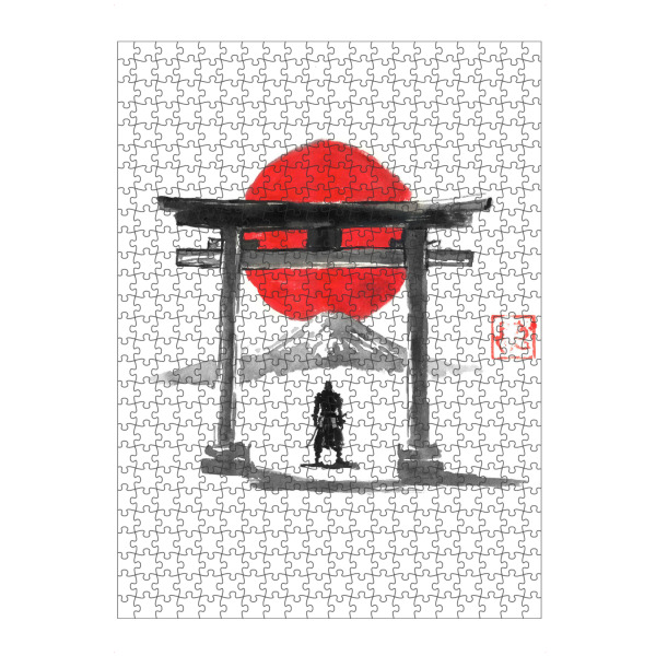 artboxONE Puzzle "Samurai am Tor" artboxONE - Reise / Asien - Samurai,Tor,Tempel,Sonne,Fuji,Sumie,Japan - Bild samurai