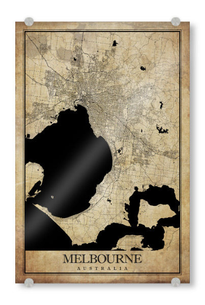 Acrylglasbild "Melbourne Vintage City" artboxONE - Städte / Weitere,Kartografie