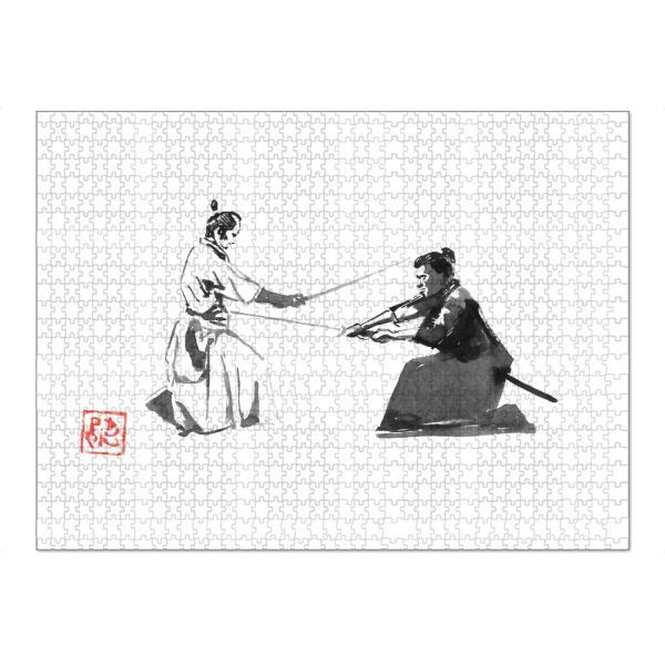 Puzzle Ravensburger "Samurai-Status quo" artboxONE - Reise / Asien - Samurai,Bushio,Schwert,Sumie,Japan - Bild samurai