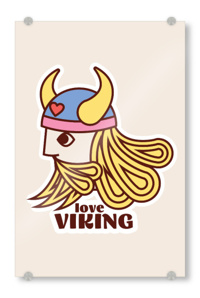 Acrylglasbild "Love Viking Hippy Retro Style" artboxONE - Abstrakt,Für Papa,Lustig