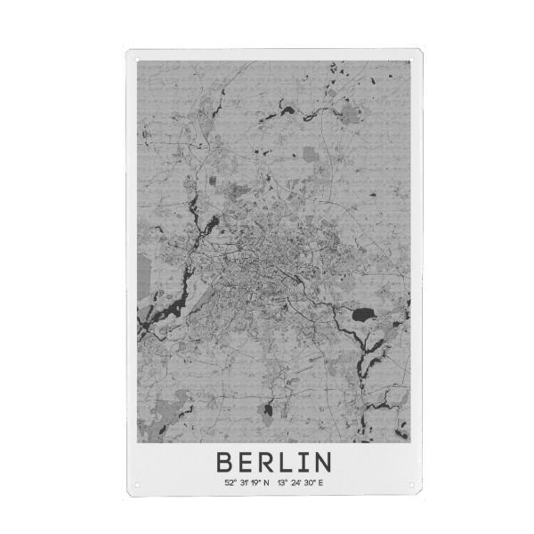 Metall Poster "Berliner Citymap mit Bleistift" artboxONE - Städte / Berlin,Kartografie