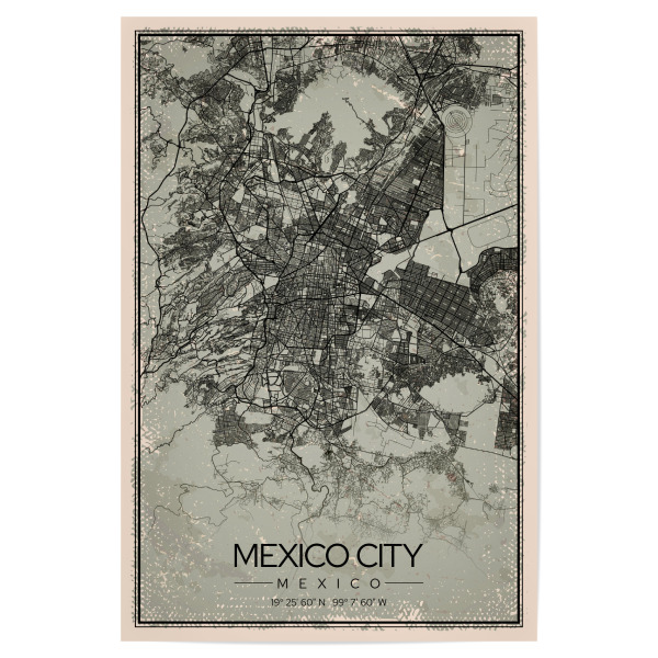Poster 30x20 cm "Retro Mexico City Map" artboxONE - Städte / Weitere,Kartografie