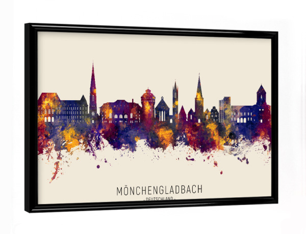 Poster mit schwarzem Rahmen "Mönchengladbach -- Skyline" artboxONE - Städte