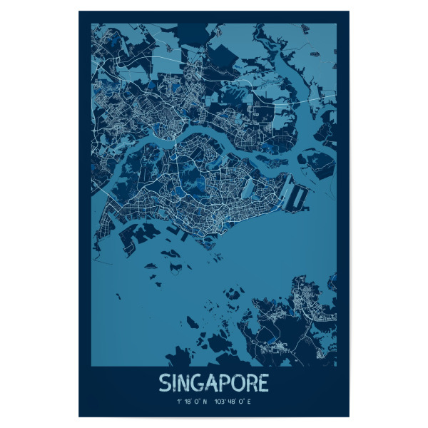 Poster "City Singapur Karte" artboxONE - Städte / Singapur,Kartografie
