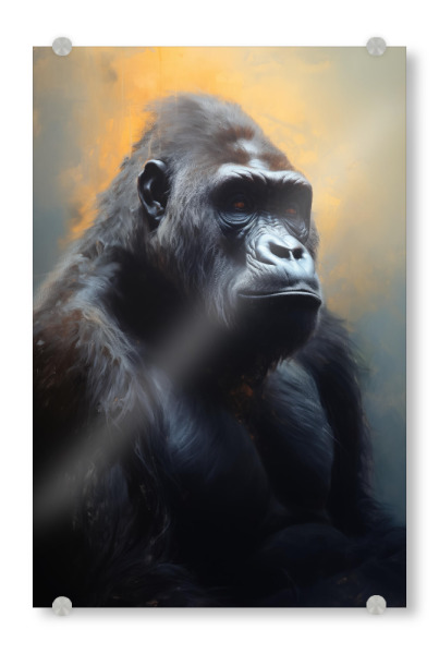 Acrylglasbild "Großer männlicher Gorilla" artboxONE - Natur,Tiere - Tier,Affe,Kunst,Groß,Leinwand,Gorilla,Säugetier,Affe,öl,Gemälde,Porträt,Western