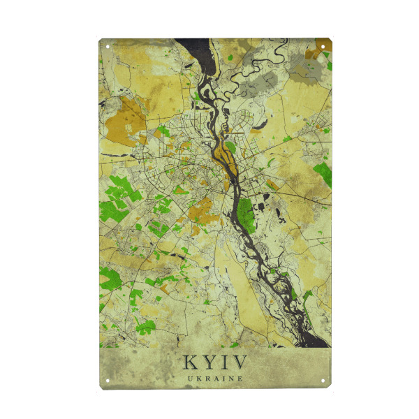 Holzbild "Kiew Vintage City Map" artboxONE - Städte / Weitere,Kartografie