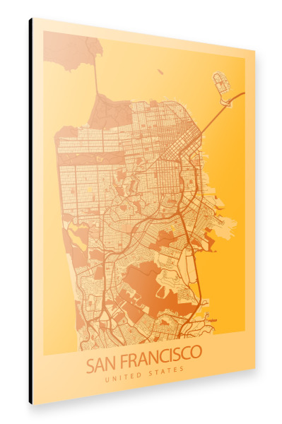 Alu-Dibond "Stadtkarte San Francisco" 30x20 cm artboxONE