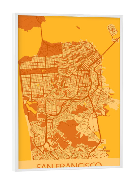 Poster mit weißem Rahmen "Stadtkarte San Francisco" artboxONE - Städte / San Francisco,Kartografie