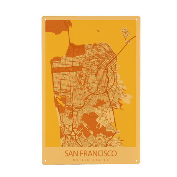 Holzbild "Stadtkarte San Francisco" artboxONE - Städte / San Francisco,Kartografie