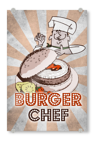 Acrylglasbild "BURGER CHEF" artboxONE - Reise,Für Kinder,Essen & Trinken,Reise / Länder,Für Papa