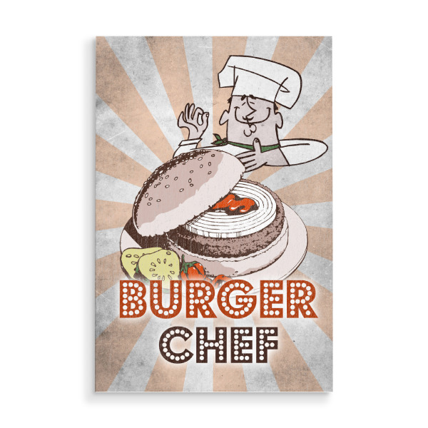 Holzbild "BURGER CHEF" artboxONE - Reise,Für Kinder,Essen & Trinken,Reise / Länder,Für Papa