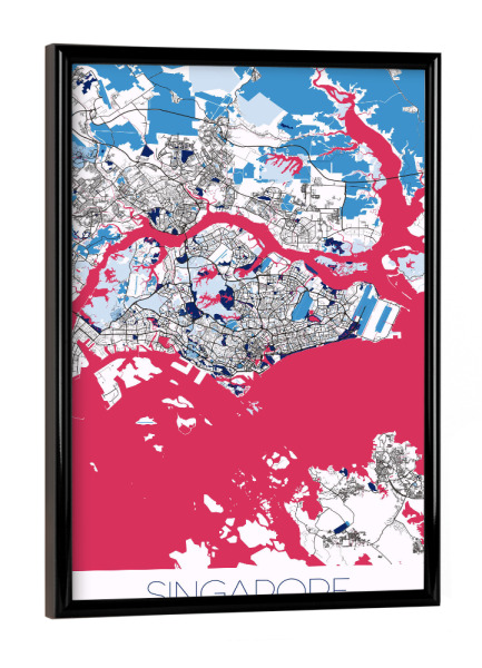 Poster mit schwarzem Rahmen "CityMap Singapur" artboxONE - Städte / Singapur,Kartografie