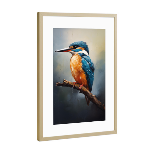 Poster mit Rahmen Gold "Eisvogel-Porträt" artboxONE - Natur,Tiere