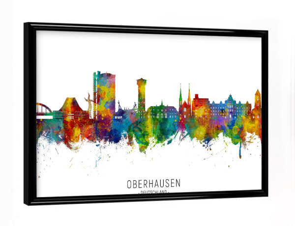 Poster mit schwarzem Rahmen "Oberhausen Deutschland Skyline txt" artboxONE - Städte