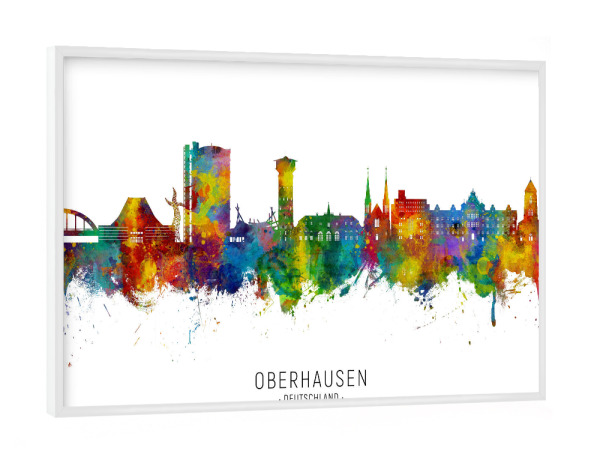 Poster mit weißem Rahmen "Oberhausen Deutschland Skyline txt" artboxONE - Städte