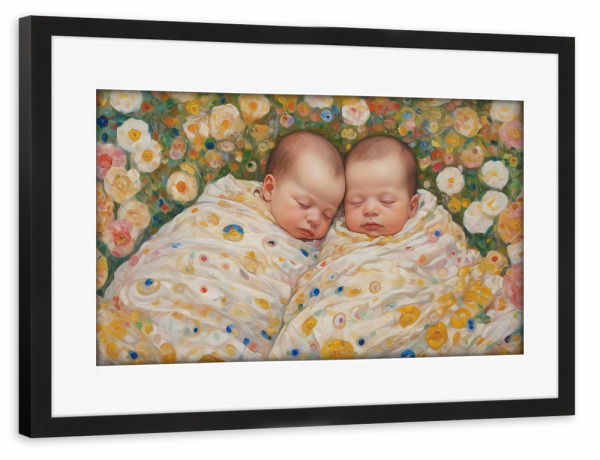 Poster mit Rahmen schwarz "Sommer Blüten Zwillinge" artboxONE - Floral,Menschen