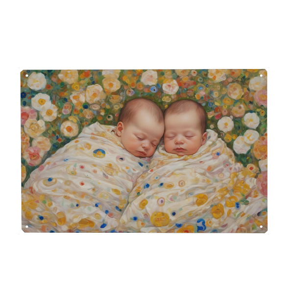 Metall Poster "Sommer Blüten Zwillinge" artboxONE - Floral,Menschen