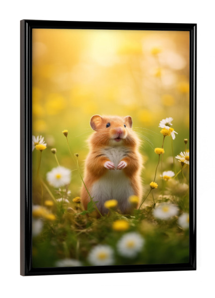 Poster mit schwarzem Rahmen "Cute hamster in a field in spring" artboxONE - Natur,Tiere