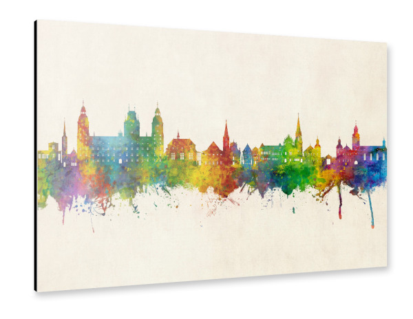 Alu-Dibond "Aschaffenburg Skyline Urban" 30x20 cm artboxONE