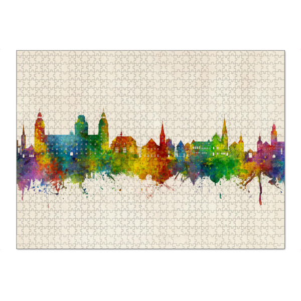 Puzzle Ravensburger "Aschaffenburg Skyline Urban" artboxONE - Städte - Aschaffenburg,Deutschland,Skyline,Stadtbild,Aquarell,Malerei