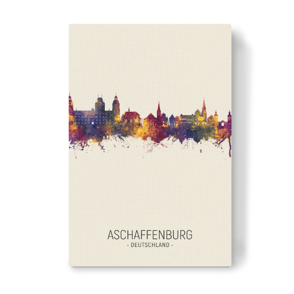 Leinwandbild "Aschaffenburg Skyline Beige" artboxONE - Städte - Aschaffenburg,Deutschland,Skyline,Stadtbild,Aquarell,Malerei