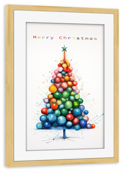 Poster mit Rahmen kiefer "Weihnachtsbaum Bunt" artboxONE - Für Kinder,Abstrakt,Weihnachten,Für Mama,Für Papa