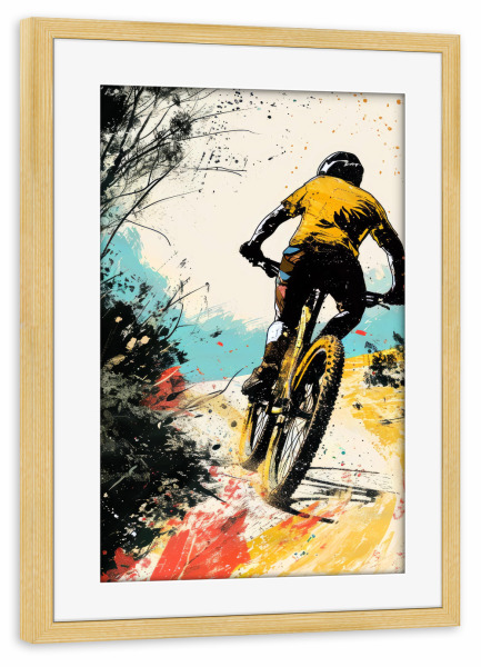 Poster mit Rahmen kiefer "Radsportkunst C" artboxONE - Sport,Sport / Sommerspiele - Fahrrad,Radfahren,Biker,Sport