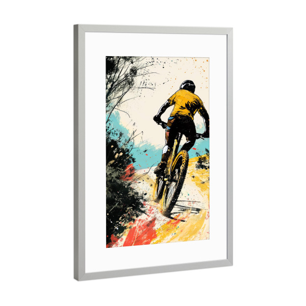 Poster mit Rahmen Silber "Radsportkunst C" artboxONE - Sport,Sport / Sommerspiele - Fahrrad,Radfahren,Biker,Sport