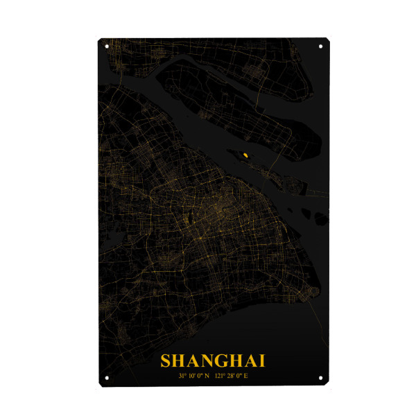 Metall Poster "CityMap Shanghai" artboxONE - Städte / Shanghai,Kartografie