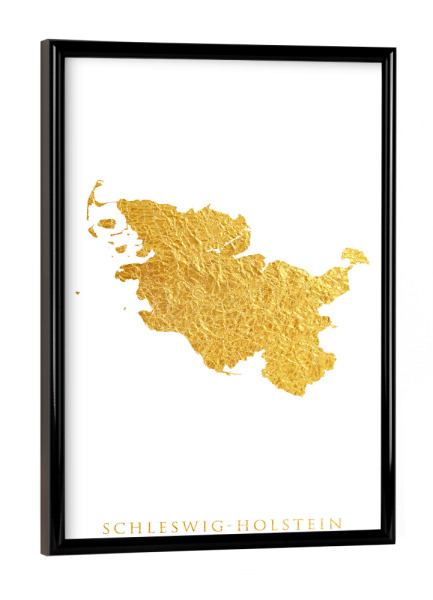 Poster mit schwarzem Rahmen "Goldkarte Schleswig-Holstein" artboxONE - Kartografie - Schleswig-holstein,Deutschland,Karte,Gold